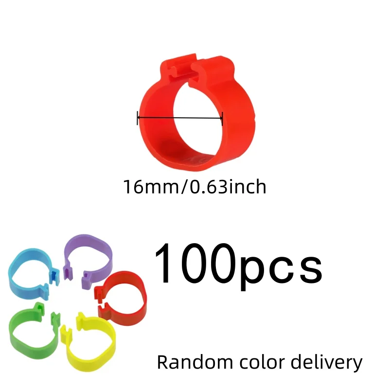 Comfortable Leg Fit Plastic Bird Leg Bands 100 pcs, perfect for Turkey Poultry Banding, Easy Snap-On Apply, Random Color