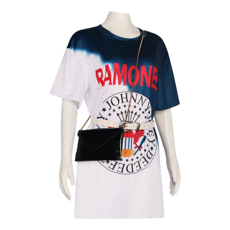 Outfit for Culpa Mia Dress: Role-Playing Graffiti Long T-Shirt with Belt Bag - Hot Novel Women's Casual Wear