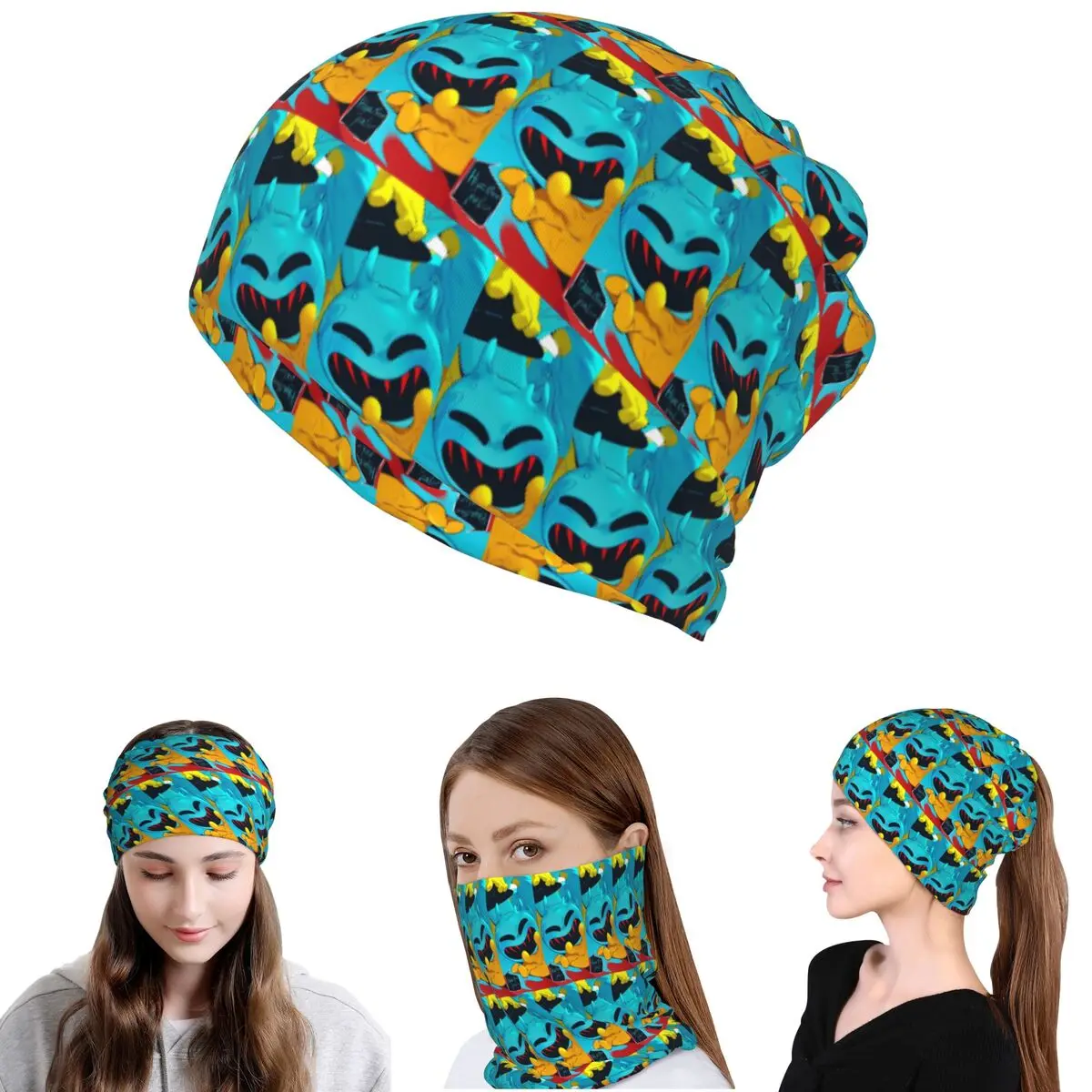 Doey Doughman Horror Pianosaurus Bandana Halstuch Wickelmaske Schal Gesichtsmaske Mütze für Männer Frauen Erwachsene Winddicht