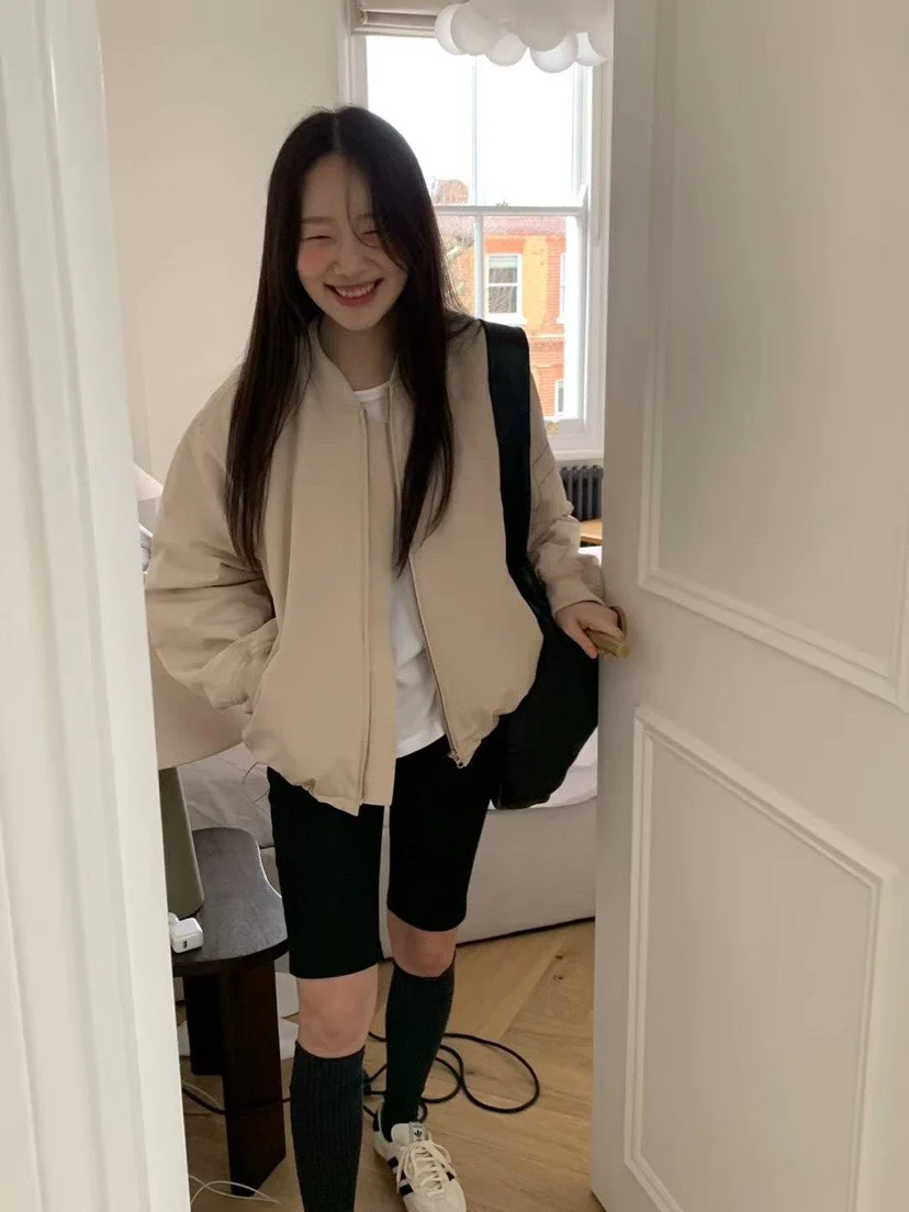 

Korean style Autumn and winter new collarless niche loose jacket jacket baseball jacket jacket