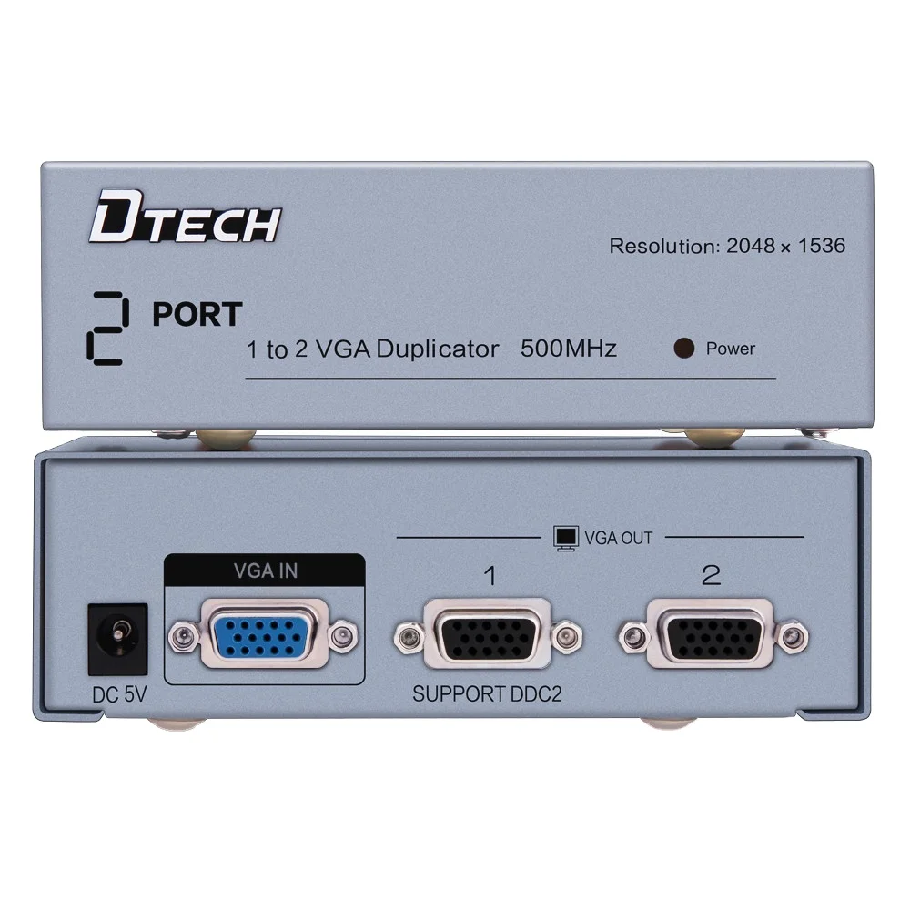 DTECH 2-port Video Splitter 350mhz 1 Input 2 Output VGA Splitter