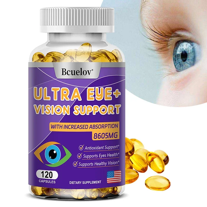 Super Eye + Vision Health Supplement 120 Soft Capsules Double Absorption, Help Dry Eyes Fatigue Macular Overall Function Health