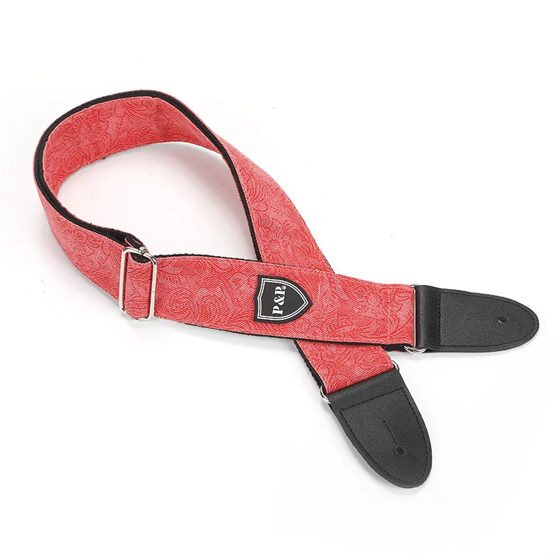 Retro Adjustable Personalized Colorful Print Canvas Guitar Strap for Ukulele Electric Acoustic Guitar Bass Guitar Accessories