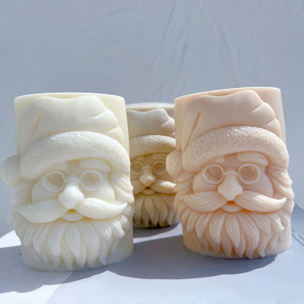 Home Decor Pillar Santa Claus Candle Mold Father Christmas Resin Silicone Mold Kriss Kringle Plaster Gypsum Mould