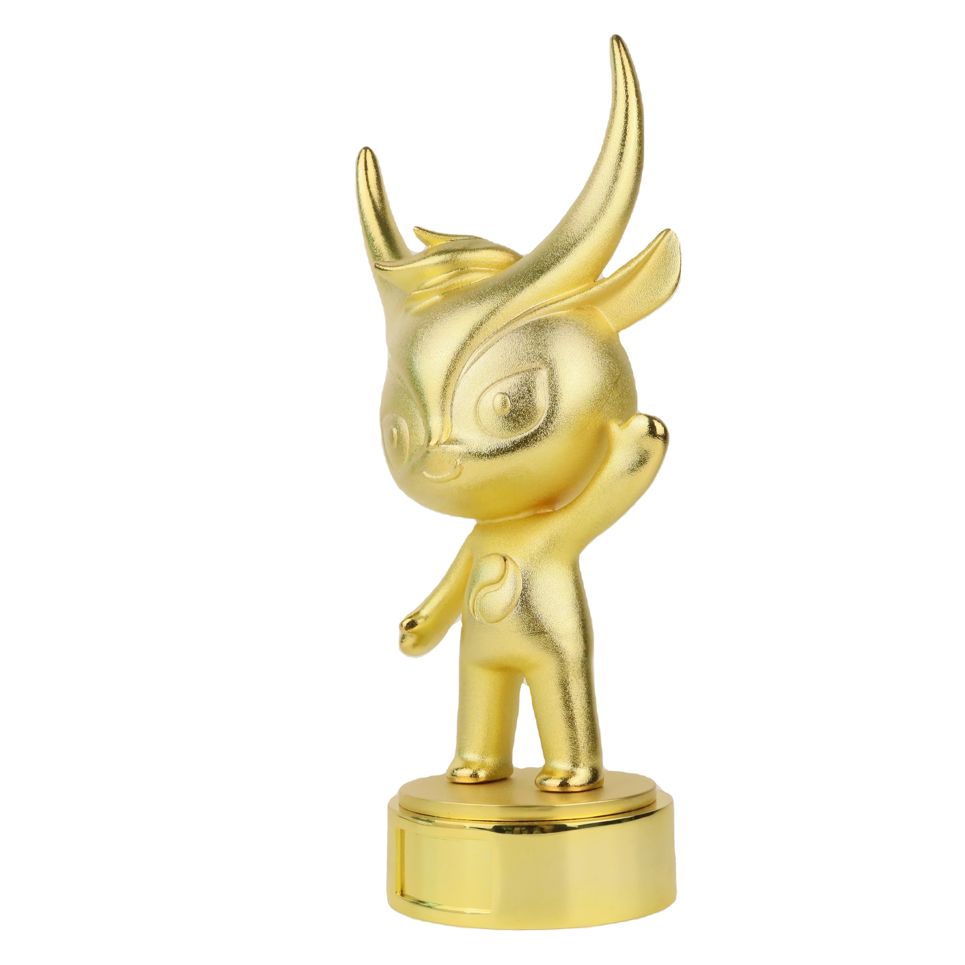 Factory Custom 3D Gold Craft Business Sports Events Country Mascot Sculpture Souvenir Award Trophies Logo for Home Decoration