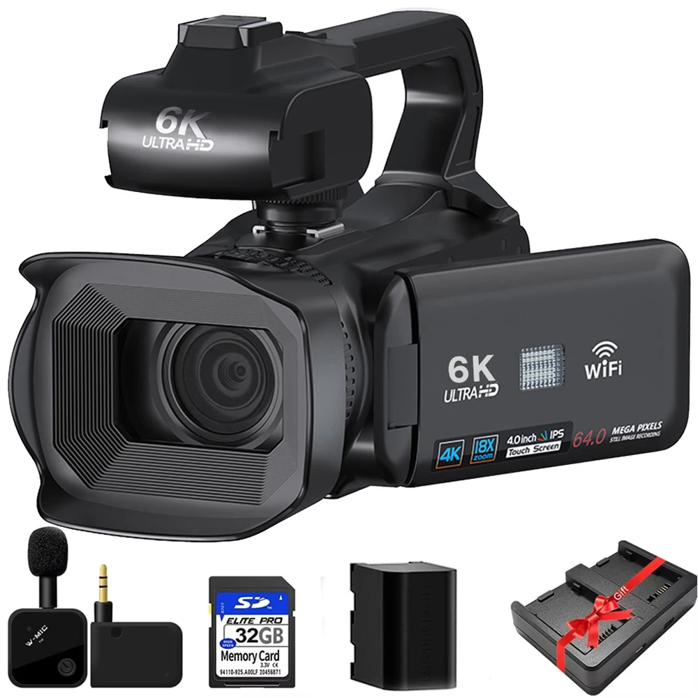 كاميرات فيديو احترافية 6K للتصوير الفوتوغرافي 64 ميجابكسل Ultra HD 18X كاميرا تكبير رقمية WIFI يوتيوب البث المباشر مسجل مدونة فيديو