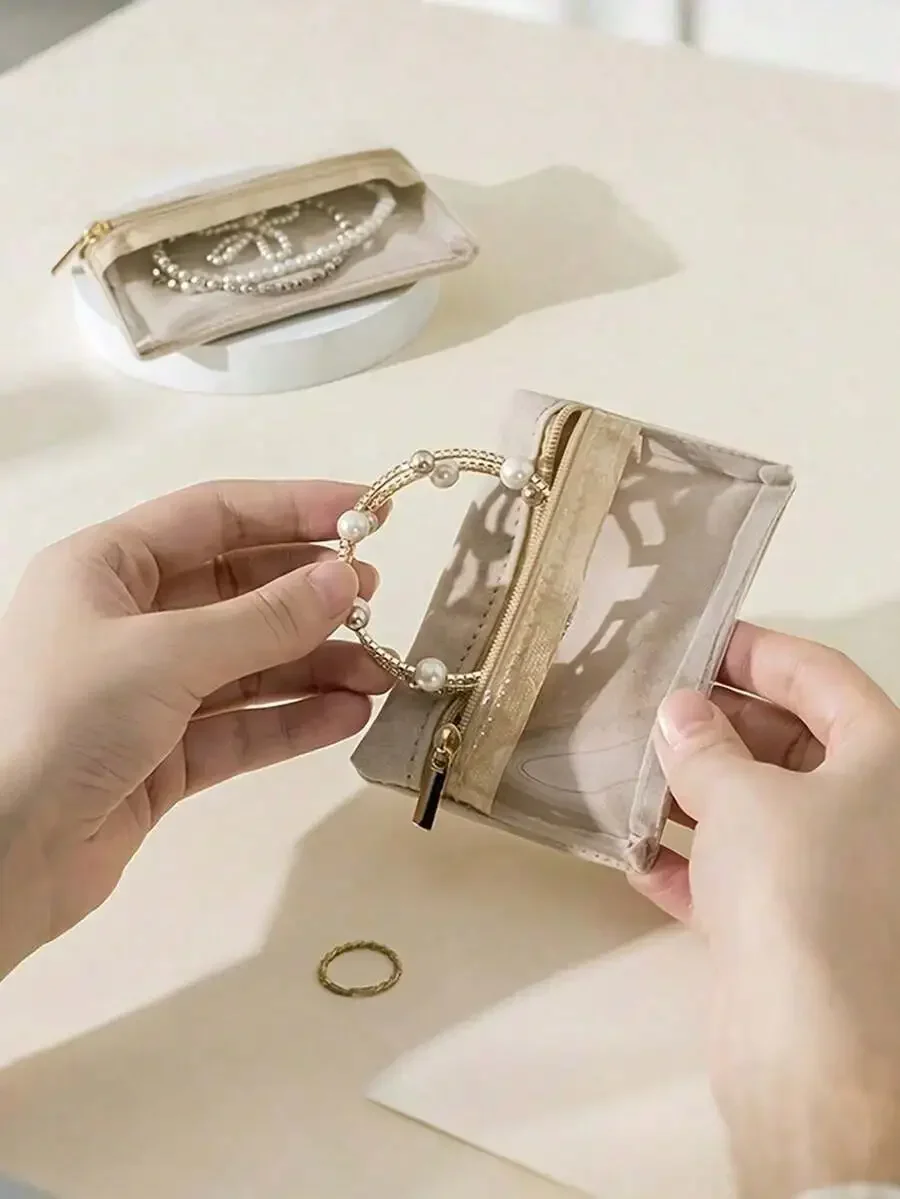 1pc Portable Jewelry Box, Earrings, Earrings, Necklace, Jewelry Bag, Storage Bag, Ring Bracelet, Travel Jewelry Storage Bag