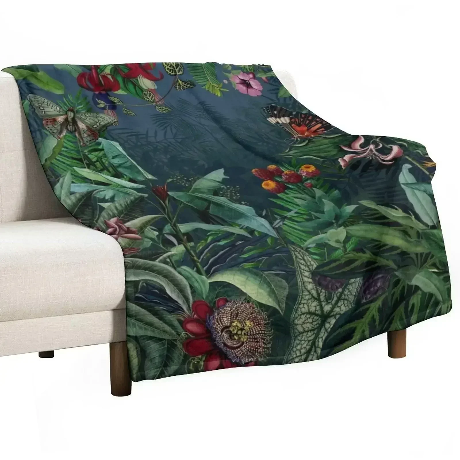 Midnight Rainforest I Throw Blanket Retros Soft Beds warm winter Soft for winter Bed linens Blankets