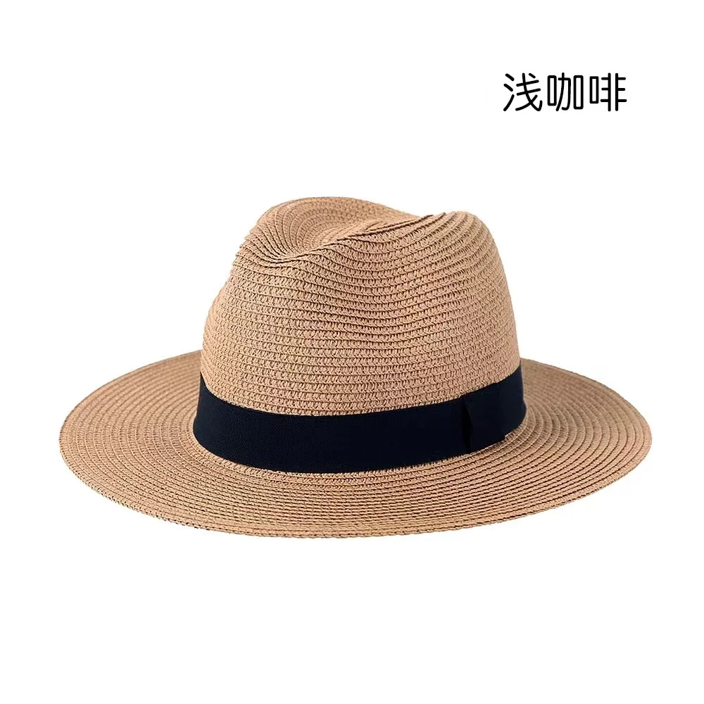 Womens Mens Wide Brim Straw Panama Hat Fedora Summer Beach Sun Hat UPF Straw Hat for Women