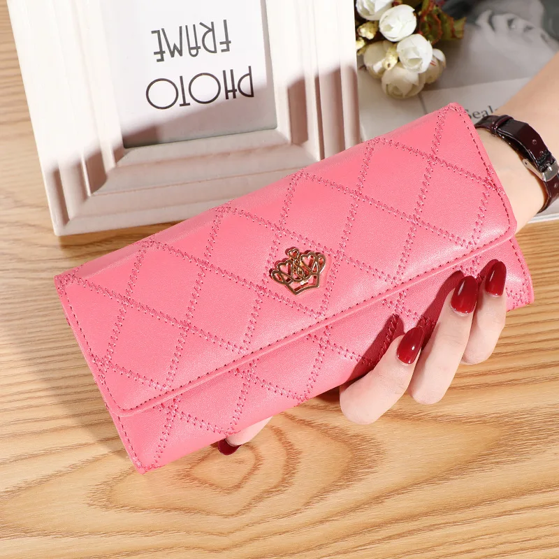 Embroidered Long Wallet Women's PU Leather Clutch Coin Purse Foldable Money Bag with Multi Card Slots