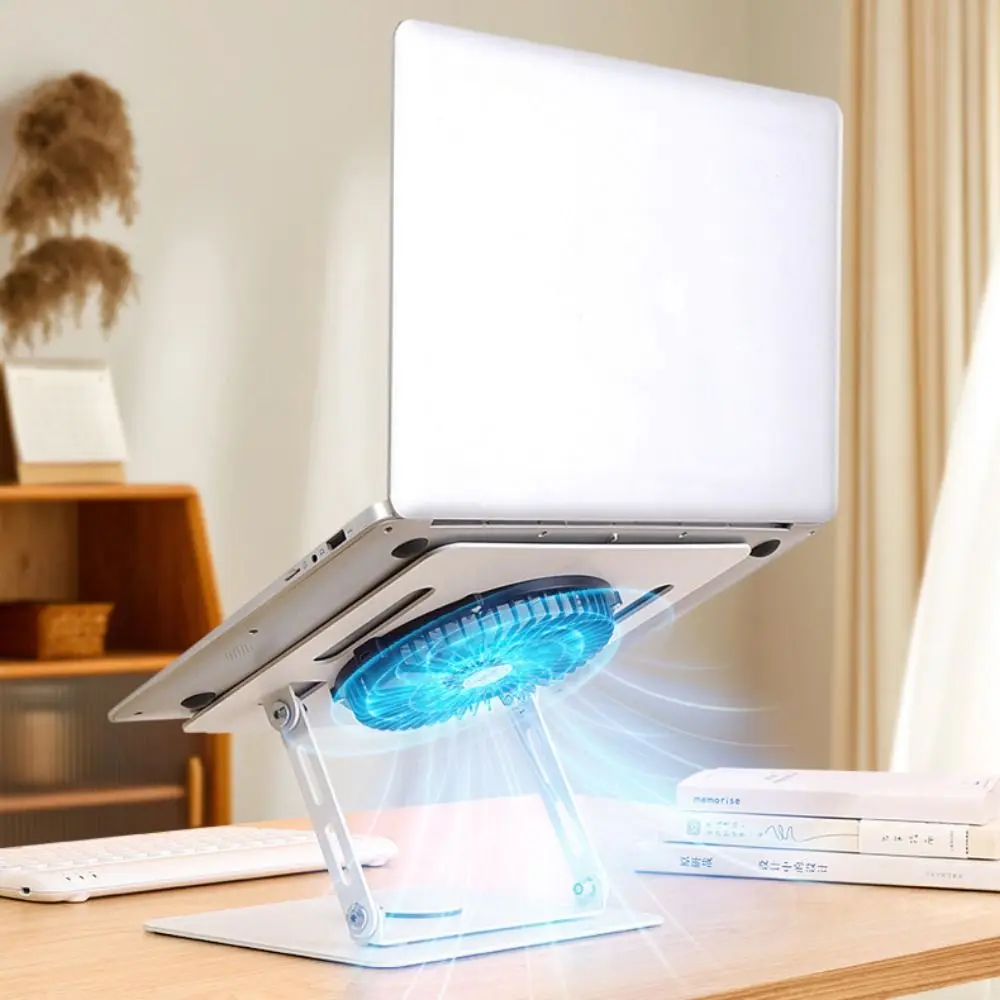 360 Rotating Base Notebook Computer Stand Foldable Lifter Computer Riser Hollow-Out Carbon Steel Tablet Cooling Fan Holder
