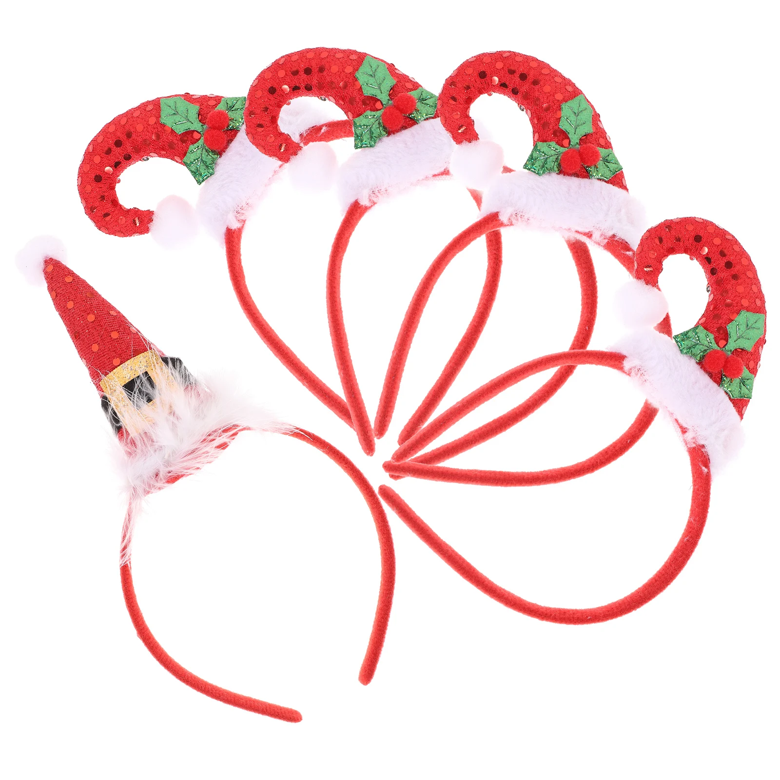 

5 Pcs Christmas Headwear Tip Hat Headdress Bands Xmas Santa Headband Fabric Pupils Headbands