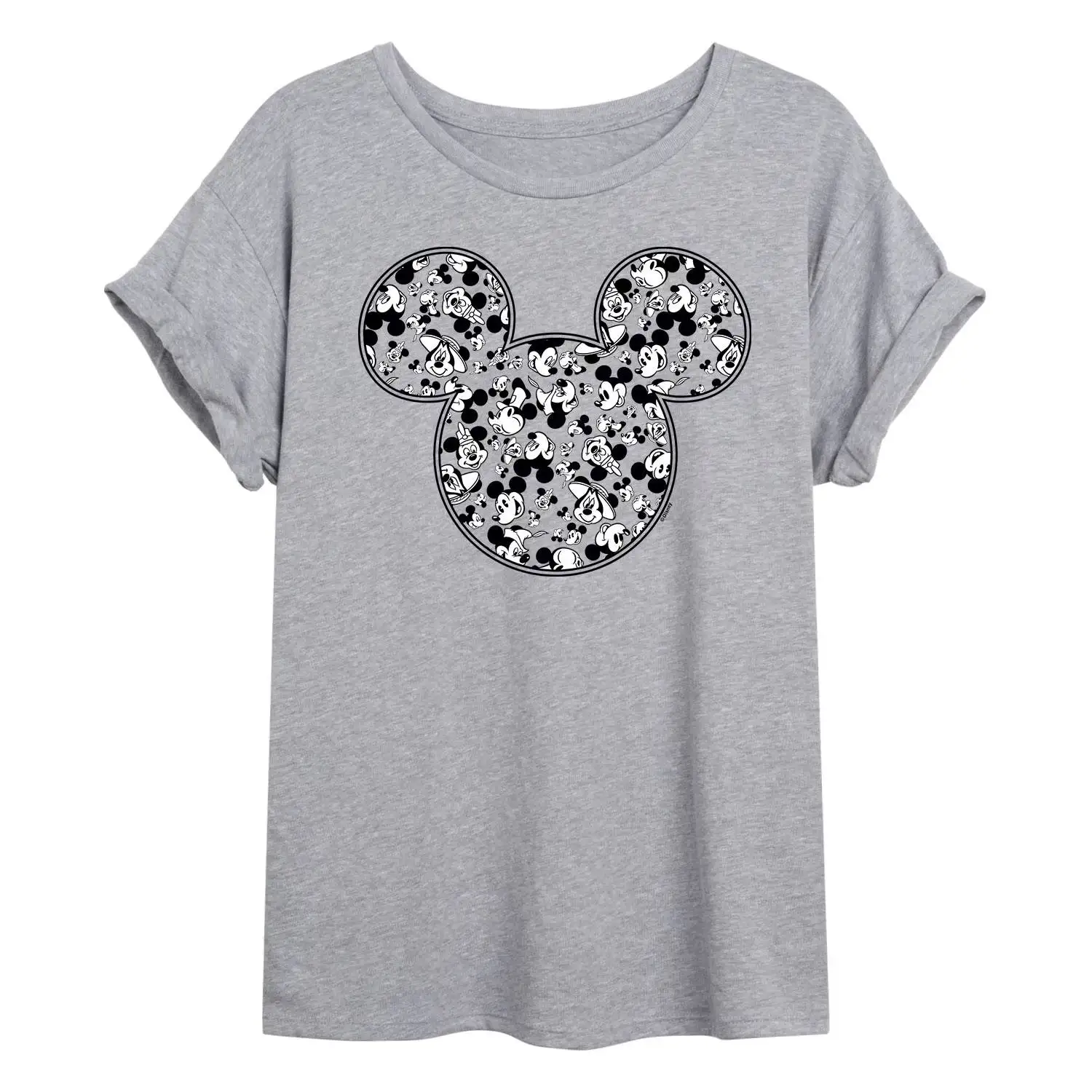 

Mickey Head Silhouette Disney Characters Pattern Graphic T-shirt Womens Casual Tops Cotton Official Disney Artwork