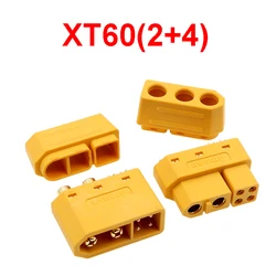 1PCS XT60 (2+4) Male Female Plug with Signal Pin and Sheath Solder Wire Suitable for RC Model Accessories