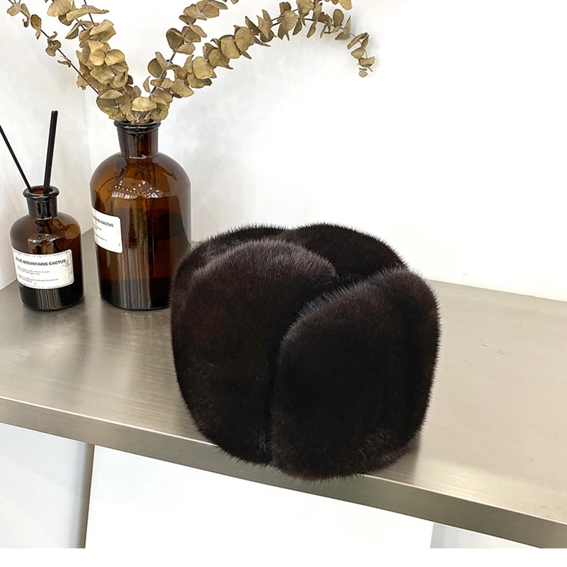 Winter Hat For Men Genuine Mink Fur Cap Male Thick Warm Winter Fur Hat Husband Gift Caps Good Quality Ear Muffs