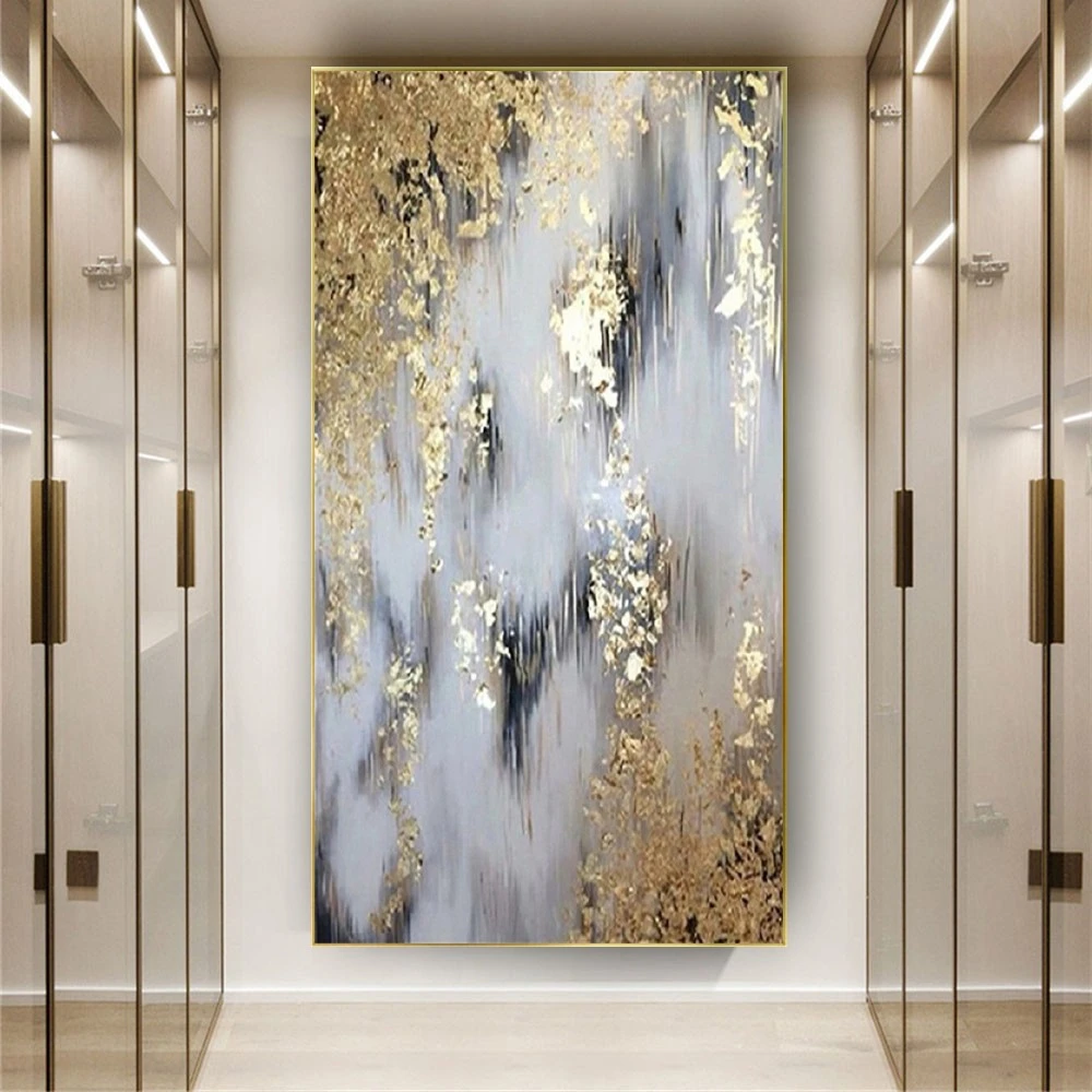 

Abstract Gold Foil Design Modern Murals Handmade Luxury Oil Painting Canvas Pictures Large Wall Art For Living Room Decor Poster