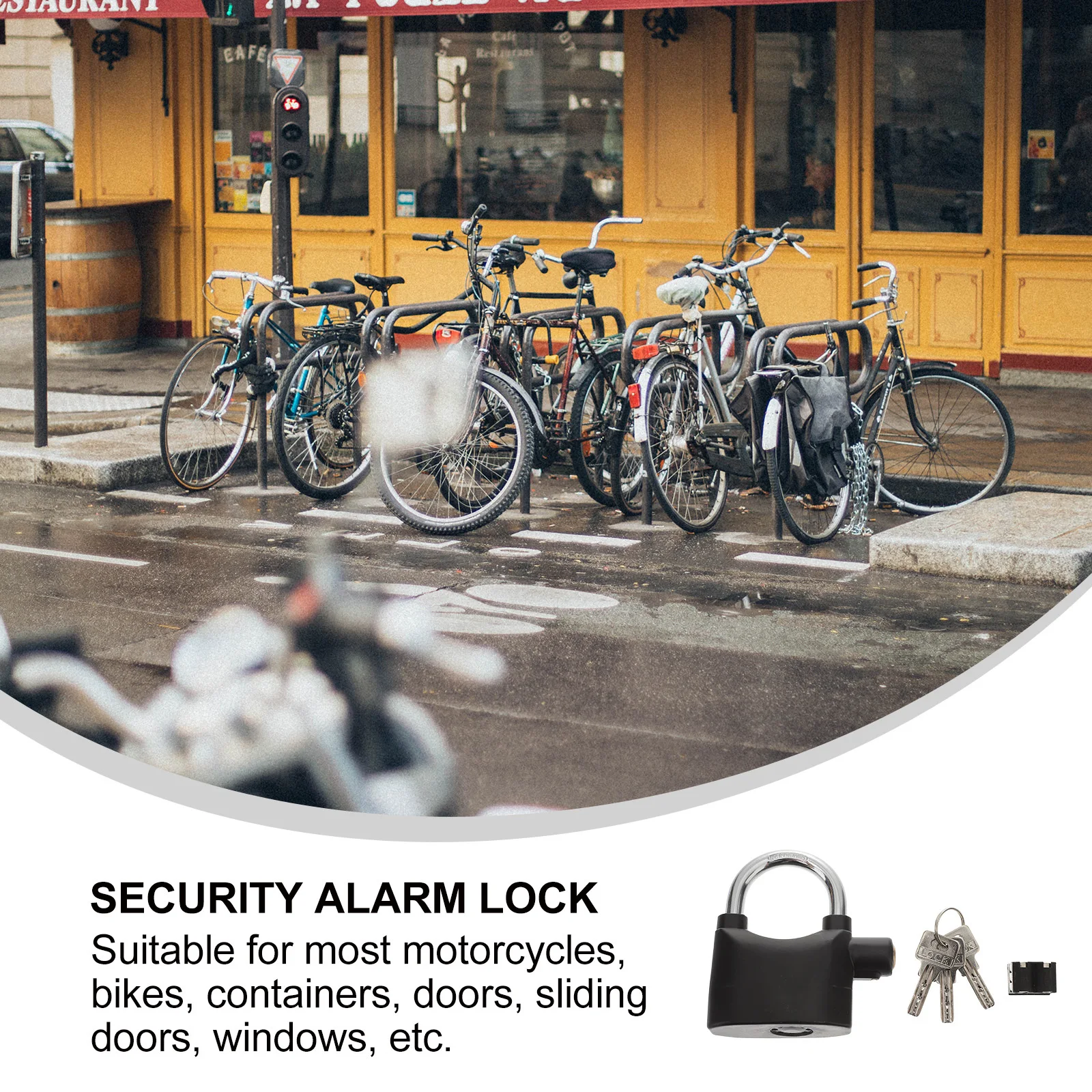 

2Pcs Durable Alarm Padlock for Bike High-Quality Material with Built-in Alarm for Bicycles Containers Doors Windows