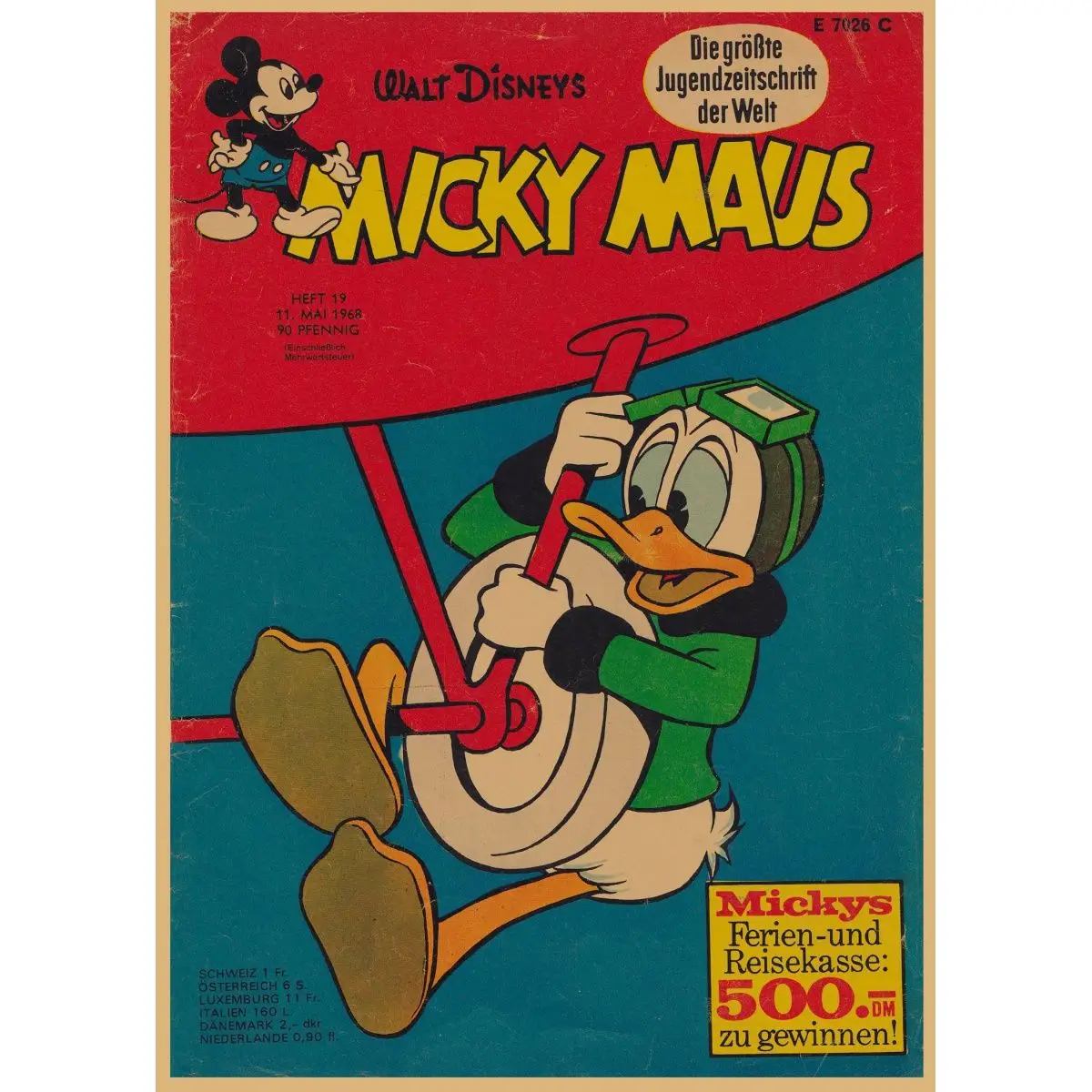 Disney peripheral Mickey Mouse Donald Duck retro kraft paper poster animation Vintage cartoon decorative wall painting wholesale