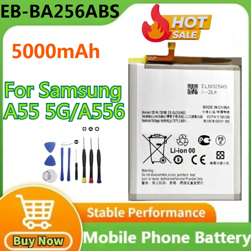 

2025 лет Высокое качество 100% EB-BA256ABS 5000 мАч аккумулятор для Samsung A55 5G/A556 SM-A556B аккумулятор мобильного телефона + инструменты