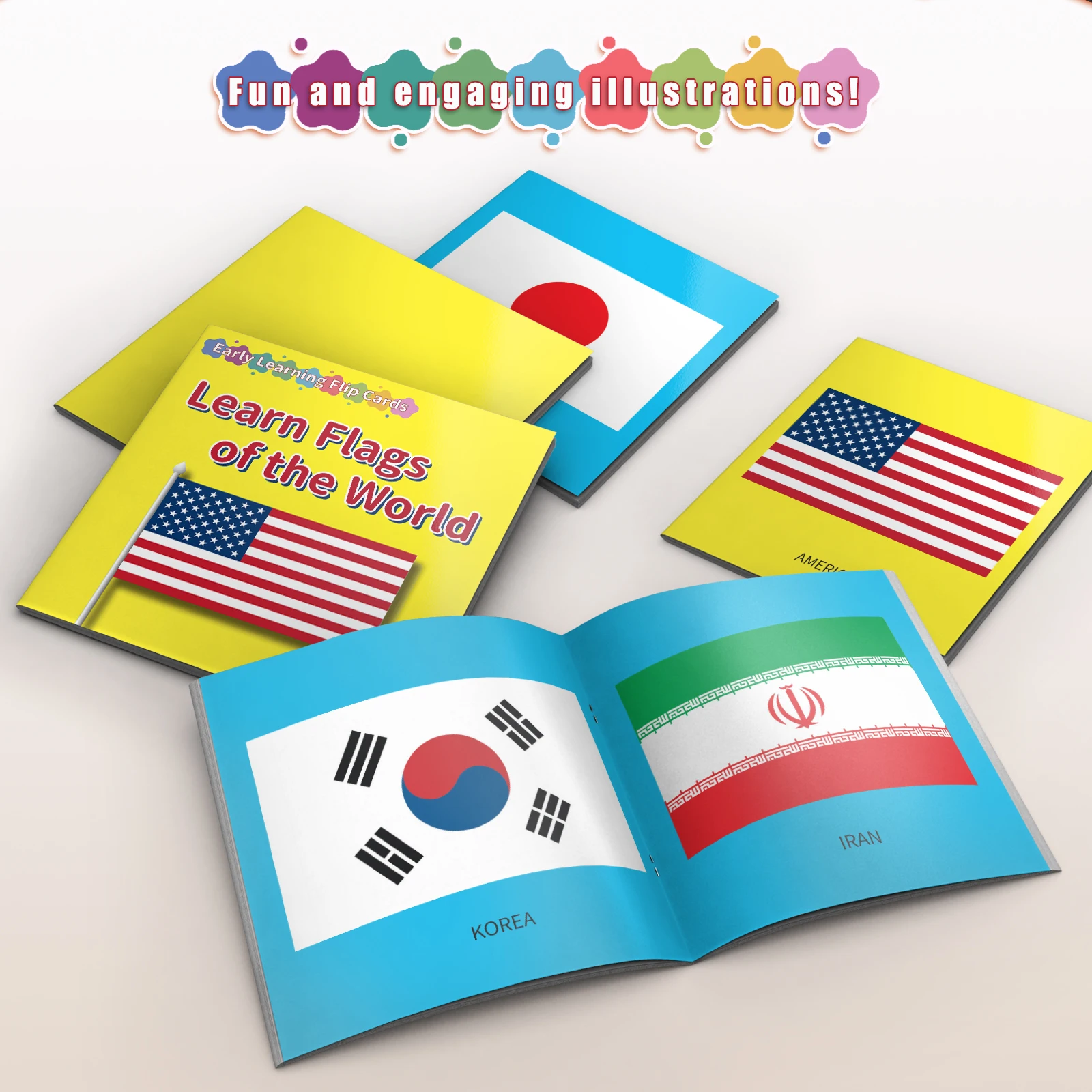 National Flag Card Book - Vivid Knowledge Card Book for Early Learning, Visually Stimulating Educational Cards
