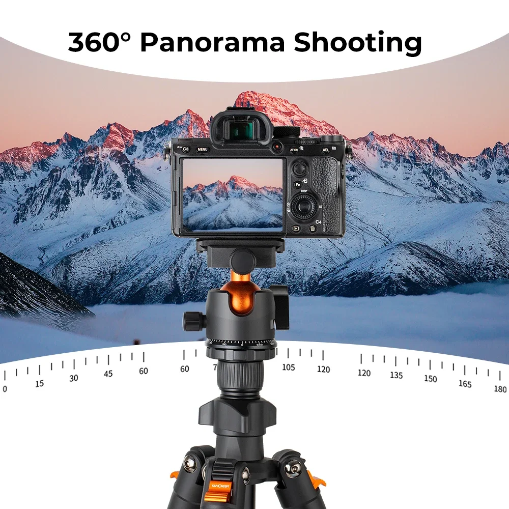 K&F CONCEPT Portable Camera Travel Tripod Flexible Vlog Tripod with 360 Degree Ball Head Quick Release for Canon Nikon Sony DSLR