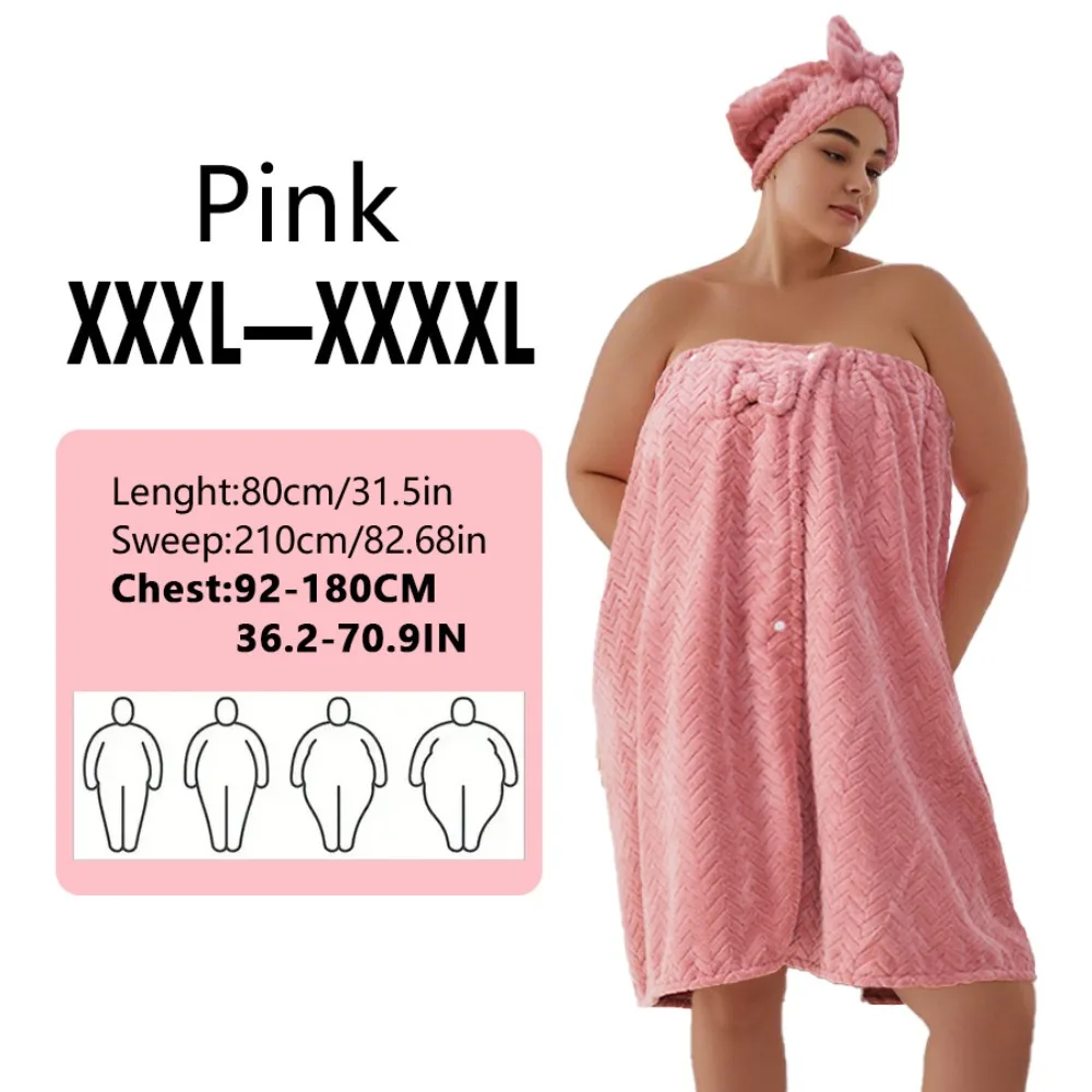 

New with Hair Towel Wrap Oversized Wrap Bathrobe Set Adjustable Coral Fleece Wrap Bathrobe Plus Size Breathable Wearable Halter