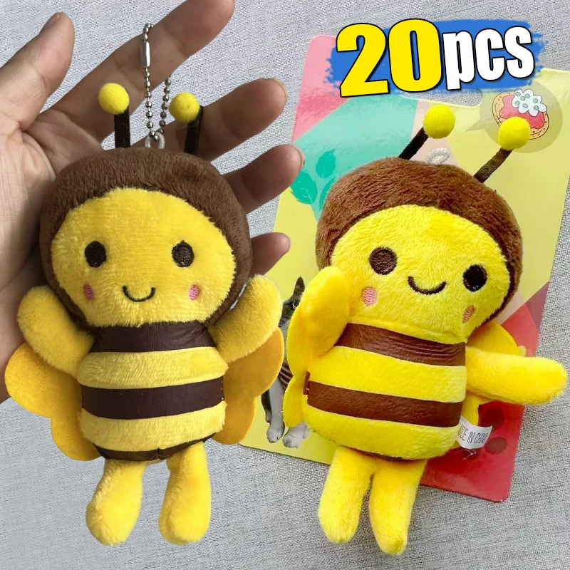 Cute Bee Plush Doll Keychain Animation Bee Activity Decoration Gifts Plush Small Bag Pendant Plush Bee Keychains 20pc Wholesale