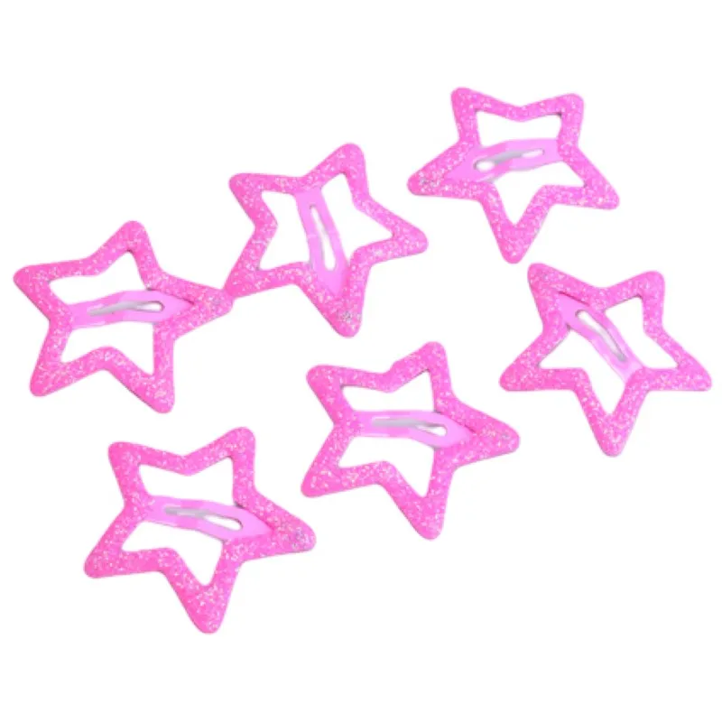 5/10pcs Y2K BB Glitter Star Hairclips Girls Colorful Kawaii Barrettes kids Metal Snap Clip Headwear Hair Jewelry Accessories