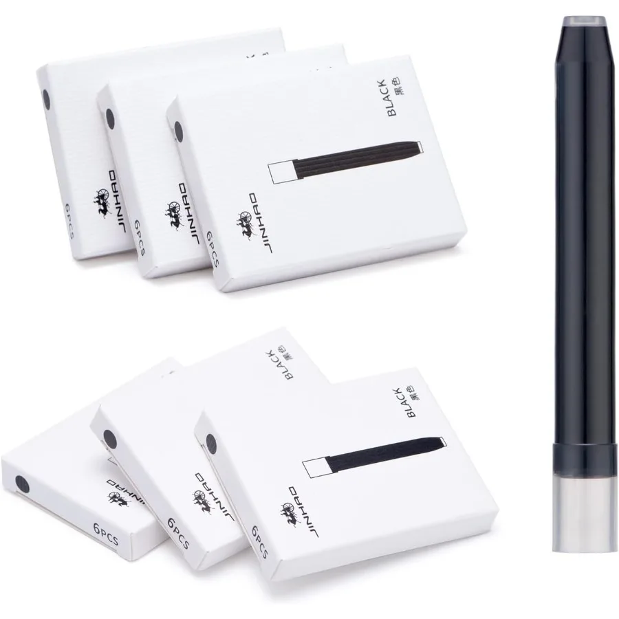 

Jinhao 10 Fountain Pen Ink Cartridges Black Color Set of 36 Ink Cartridge Refill 5.5mm Bore Diameter Compatible with Majohn A1