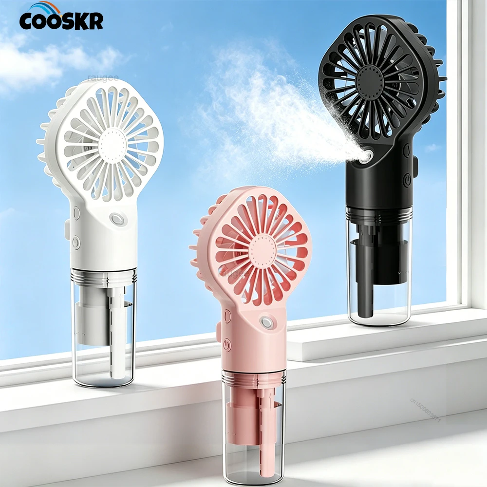 Tragbarer Handventilator mit Sprühnebel, Wiederaufladbarer Persönlicher Ventilator mit Wassersprühfunktion für Sommer, Strand, Reisen, Camping, Mini-Kühlventilator