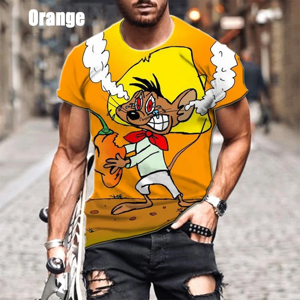 Summer New Classic Anime Character Speedy Gonzales 3D Printing Men\'s Short-sleeved T-shirt Funny Cartoon Unisex Sports T-shirt