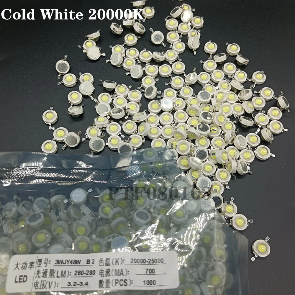 500PCS Best Quality 1W 3W Copper LED High Power LEDs Bulbs Bead Full Spectrum Cold White Warm White Red Green Blue Yellow