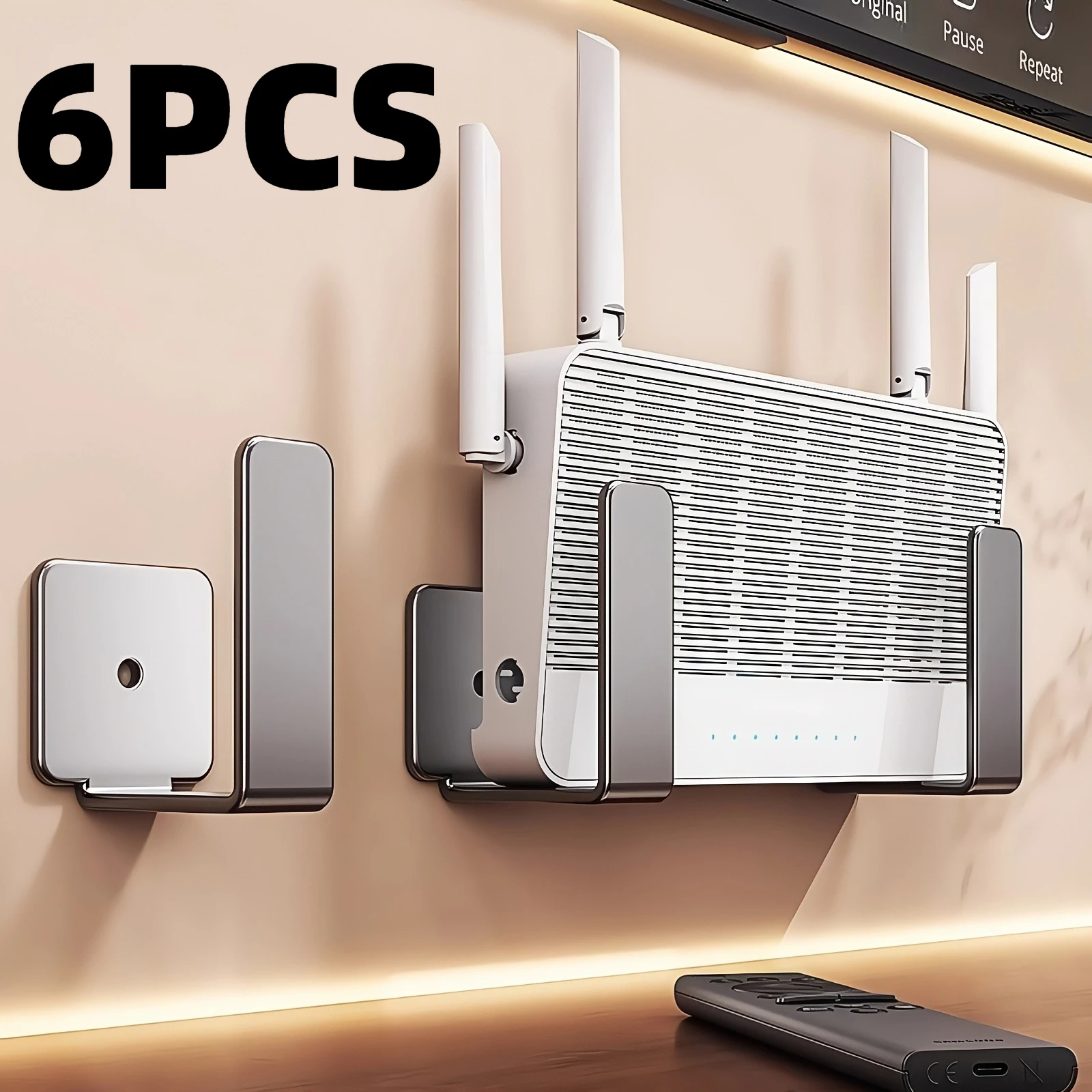 Estante de colocación de enrutador, sin taladro, ahorra espacio, fácil de instalar, enchufe montado en la pared duradero, soporte fijo, estante para tabla de cortar, 6 uds.