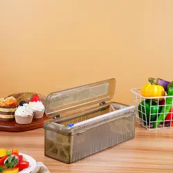 Food Wrap Dispenser Plastic Cling Film Refillable Box With Slide Sharp Cutter Aluminum Foil Film Storage Holder Dispensers Tools