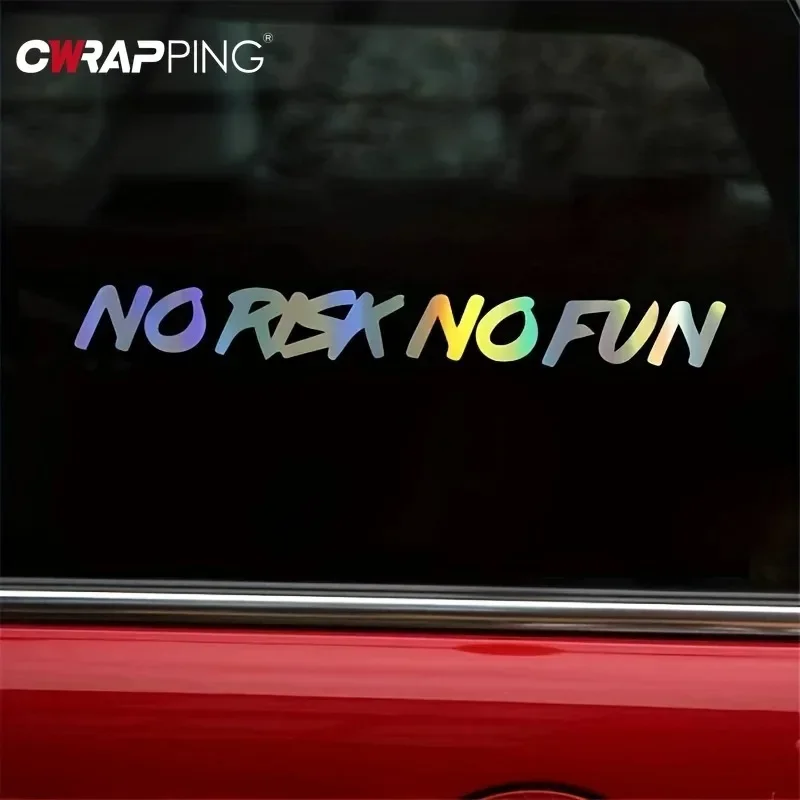 22x2.4cm Car Sticker Styling NO RISK NO FUN Car Body Window Windshield Bumper Motorcycle Decor Vinyl Film Decal Auto Accessories