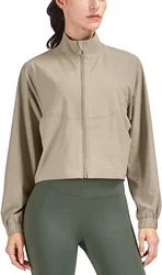 Chaquetas cortas con cremallera para mujer, camisas de entrenamiento de manga larga con protección solar UPF 50 +, para correr, Yoga y gimnasio