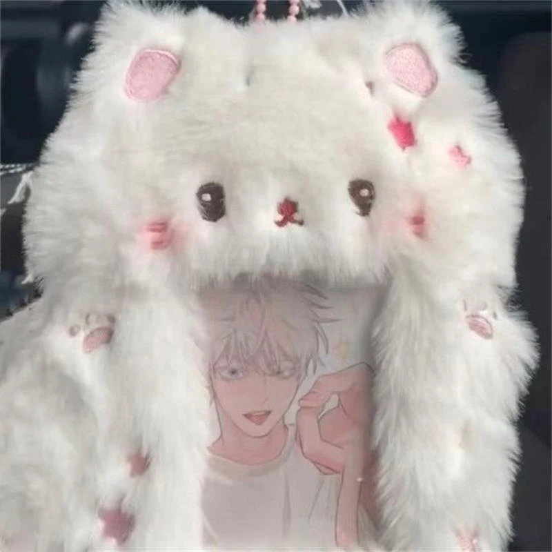 Idol Photo Protective Cover Cute Cat Kitten Rabbit Plush Card Holder Photocard Case Bag Keyring Pendant Student Card Holder Gift