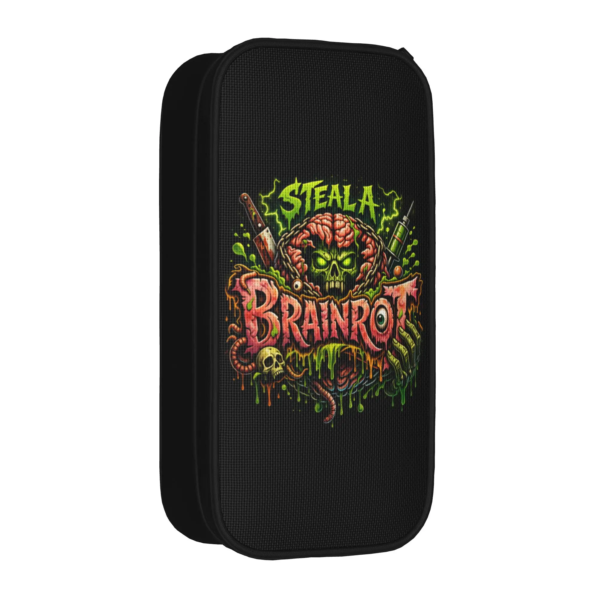 Vintage Pencil Case Steal a Brainrot Halloween  Pen Box  School Pencil Cases Girls Boys Zipper Graphic School Supplies