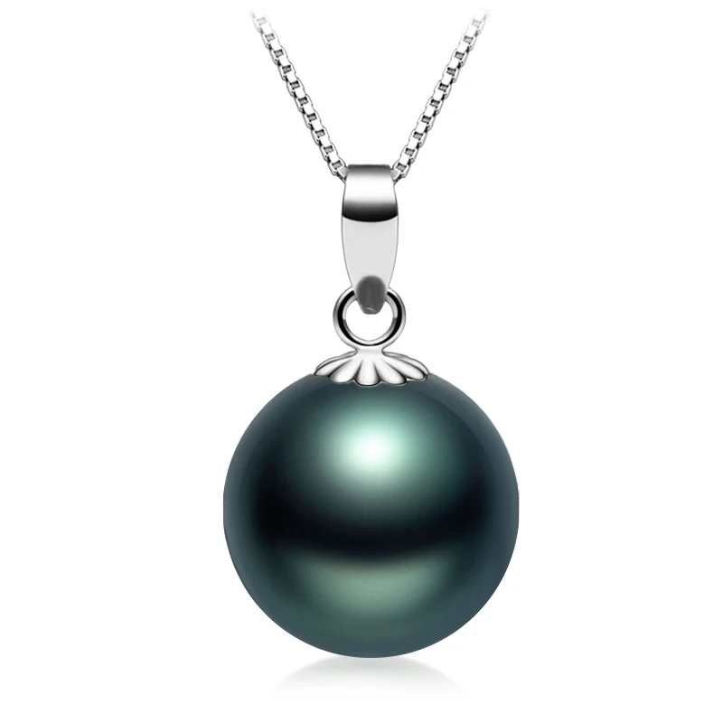 Shell Pearl Necklace 16-17mm Large Pearl Pendant 925 Silver Classic Simple