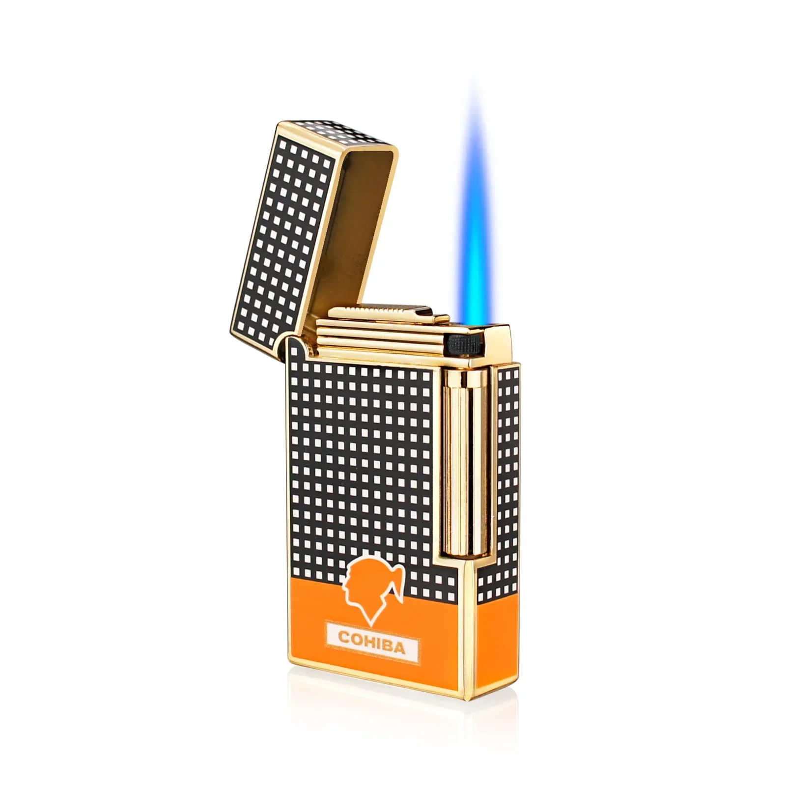 COHIBA Cigar Lighters Torch Jet Flame Refillable Butane Gas Flintstones Lighter with Cigar Punch Cigar Accessories Gift Box