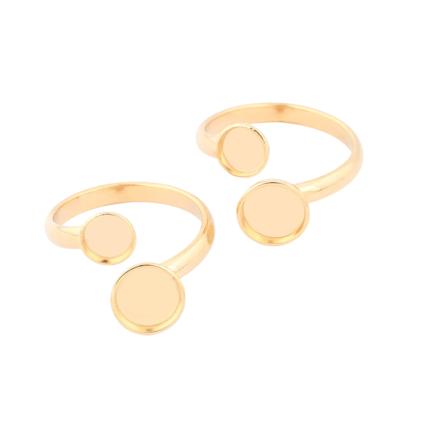 10pcs Stainless Steel Adjustable Cuff Ring Base Blanks Fit 6mm 8mm Round Cabochon Ring Bezel Settings Diy Jewelry Making