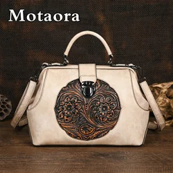 MOTAORA Luxury 2024 New Handmade Women Shoulder Bags Vintage Embossed Leather Woman Handbag For Ladies Backpacks Two Usage Bag