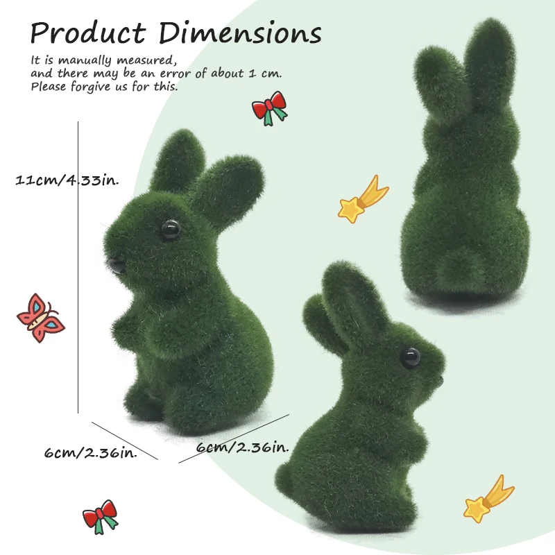 Small Decorative Rabbit Artificial Green Moss Rabbit Home Decoration Statue Spring Desktop Decoration Outdoor Easter Decoration