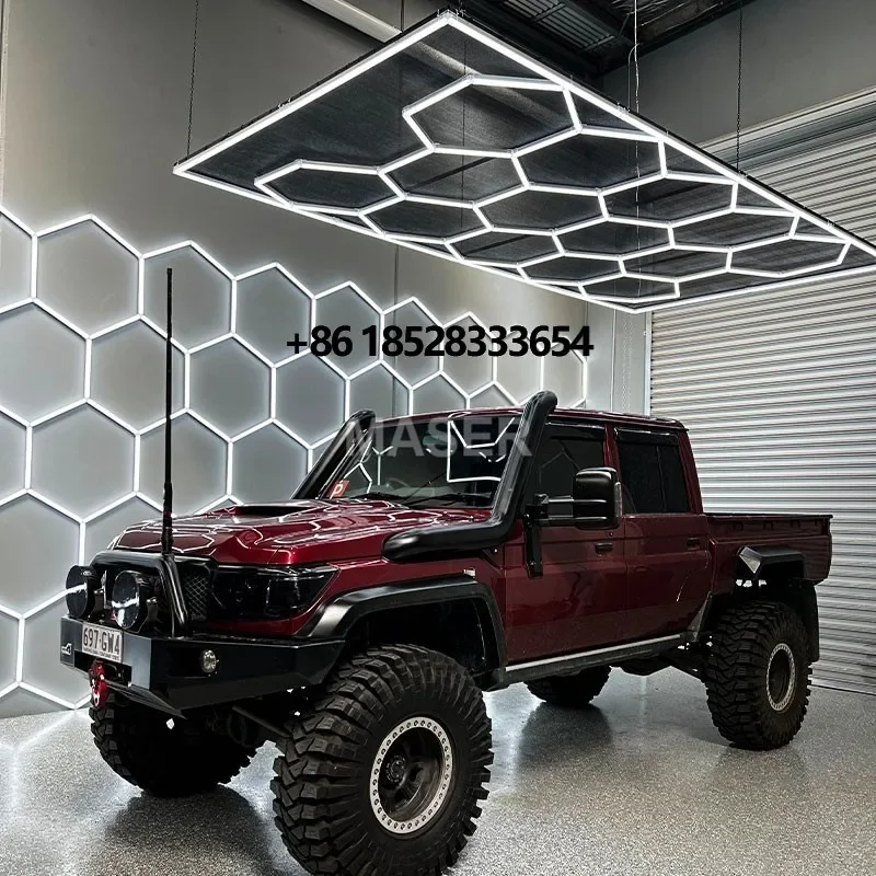 Factory Direct Sales Hexagon Garage Lights for Garage Ceiling And Car Workshop 14 Grid LED Honeycomb Lights