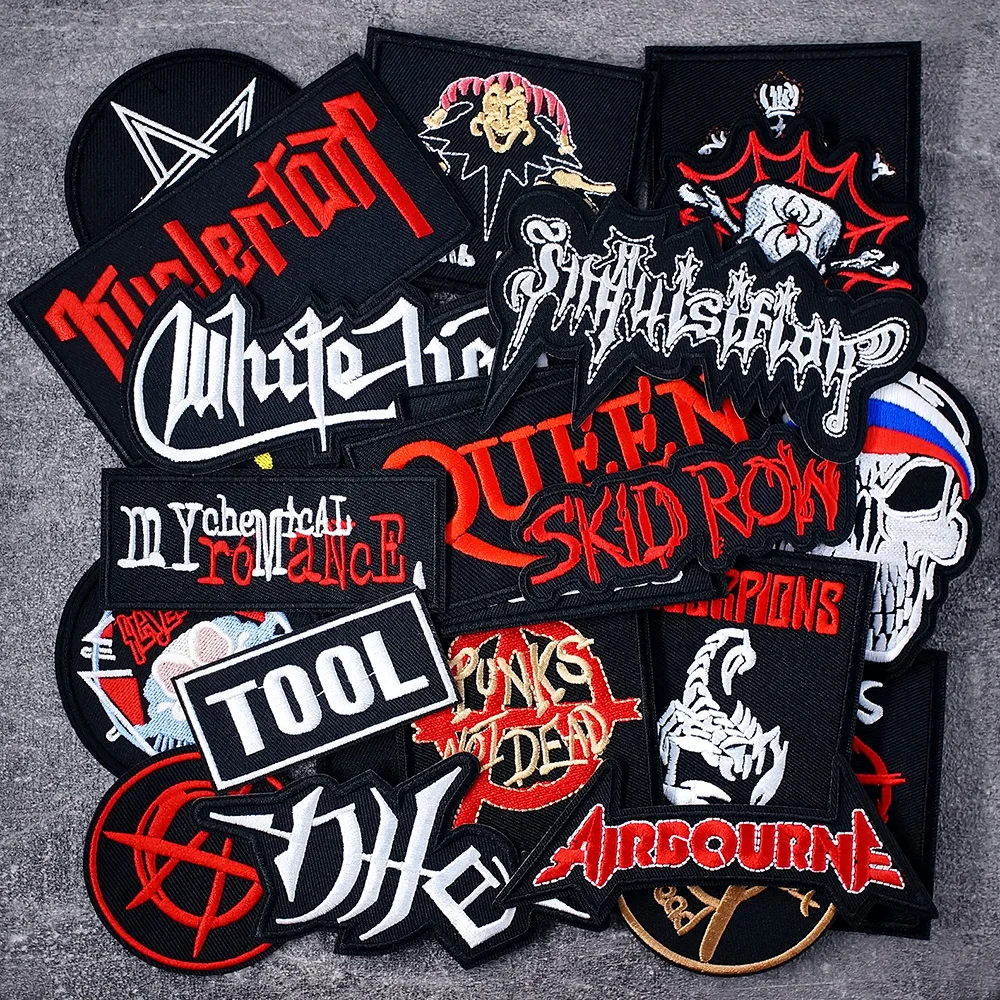 25Pcs/Lot Punk Rock BAND Patches Cloth Embroidered Applique Sewing Clothes Apparel Accessories Patch