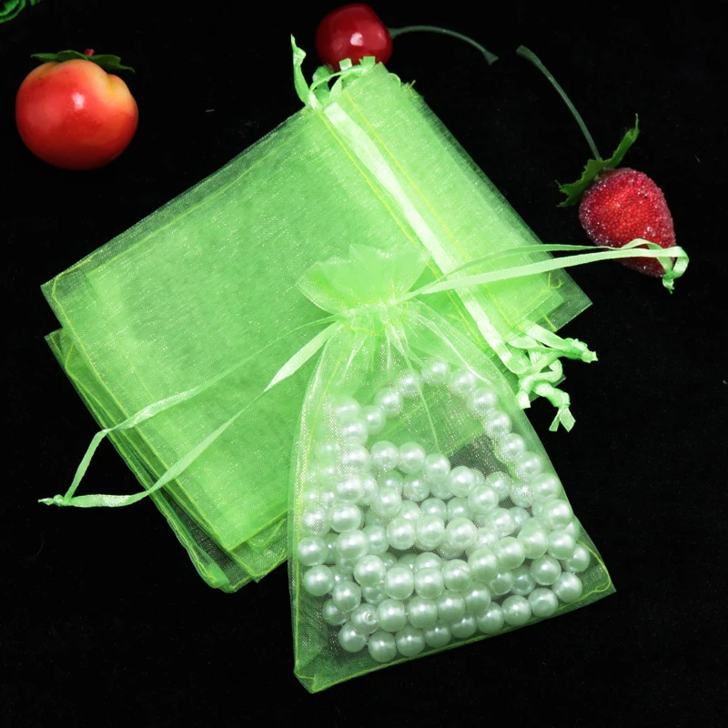 10pcs Organza Gift Bags Drawstring Pouch for Jewelry Storage Wedding Party Candy Christmas Gift Bags Jewelry Packaging Supplies