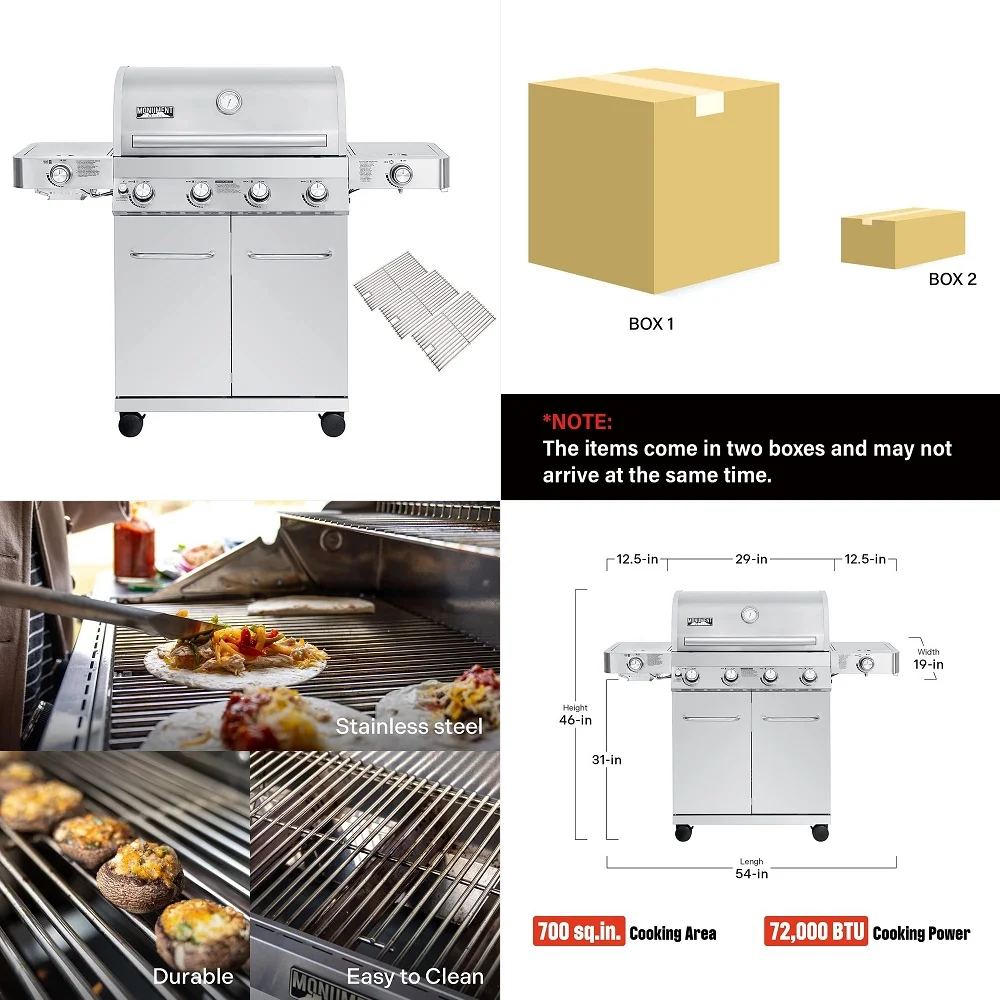 

Larger 4Burner Propane Gas Grills Stainless Steel with Cooking Grids2 Items