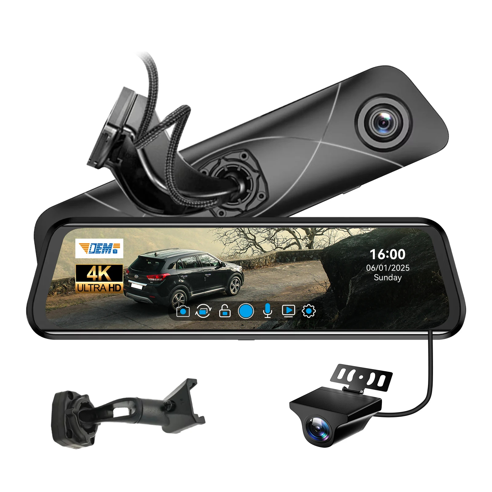 Adinkam 4K+1080P IPS Mirror Dash Cam with Touch Screen G-Sensor 24H Parking Monitoring Dual Lens CarLover