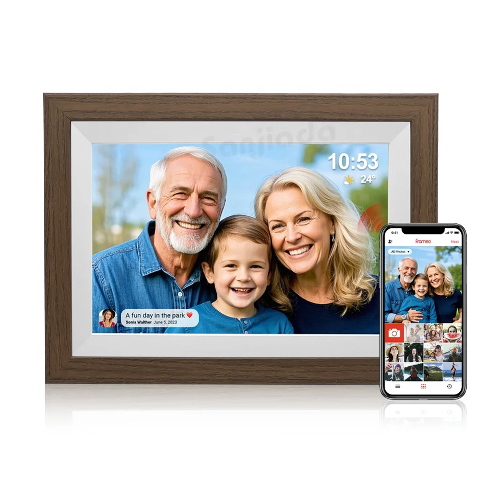 

Frameo Digital Photo Frame,10.1 Inch WiFi Smart Digital Picture Frame With 32G, Send Pictures Videos Via APP(Dark Wood Frame)