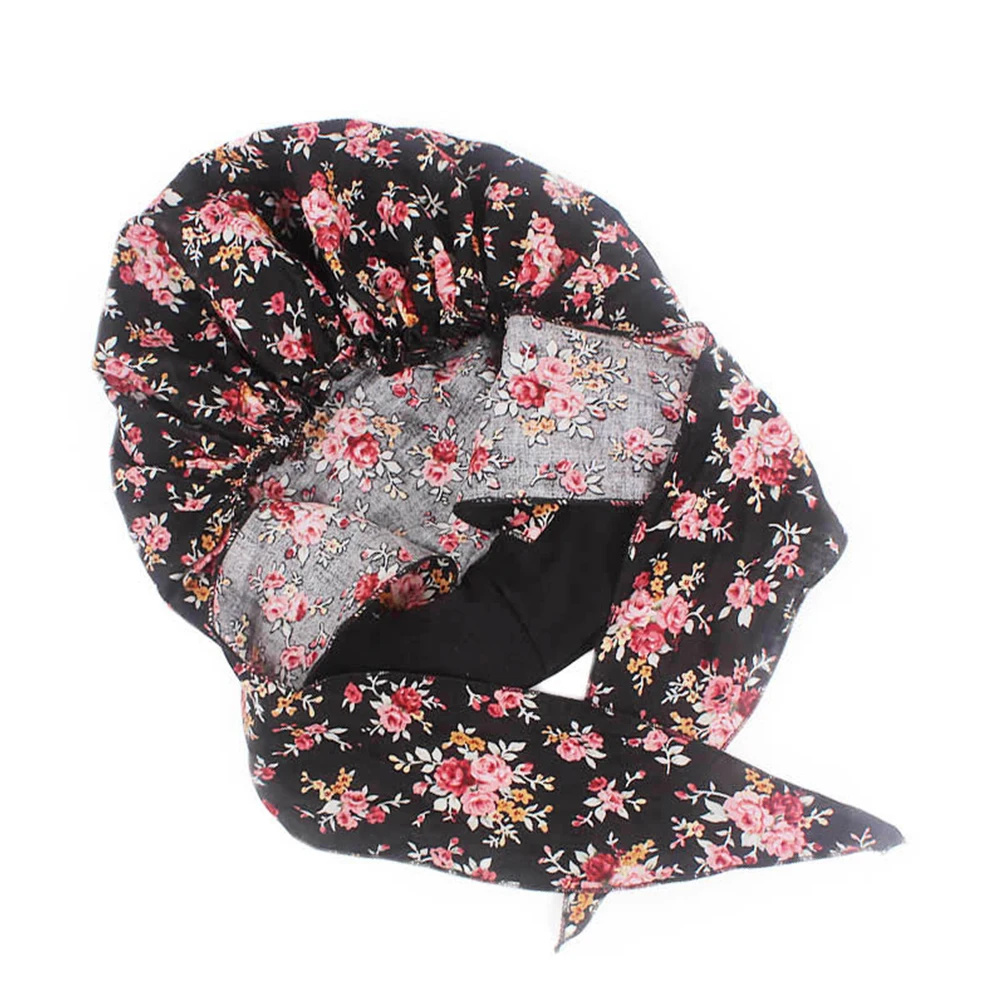 

Floral Sleeping Women Elastic Cotton Turban Chemotherapy Hooded Hair Women Protection Durable